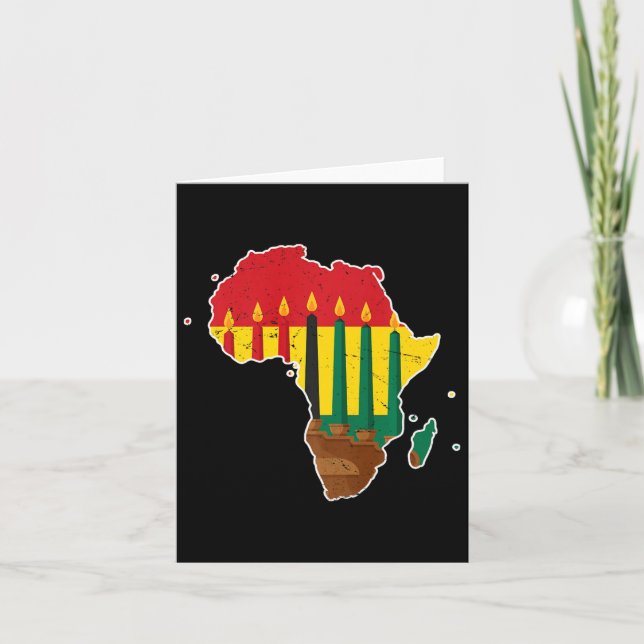 Carte Joyeux Kwanzaa Sept Principes Kinara Bougies Afri (Devant)