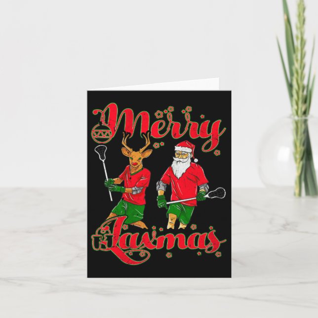 Carte Joyeux Laxmas Lacrosse de Noël Reindeer Sa (Devant)
