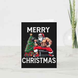 Carte Joyeux Liftmas Drôle Père Noël Xmas Gym Bodybuildi