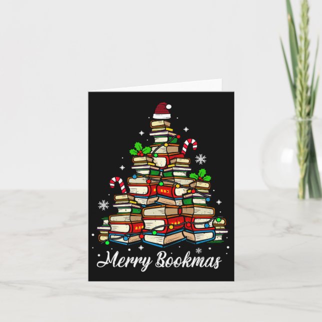 Carte Joyeux livres de Noël Arbre de Noël Lover Sant (Devant)