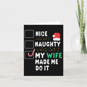 Carte Joyeux Mari de Noël Nice Naughty Ma femme Fabriqué