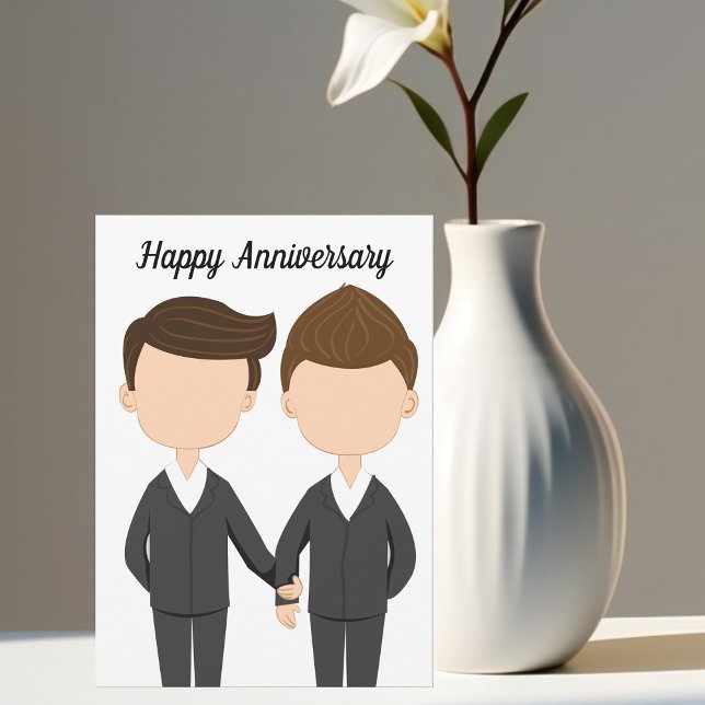 Carte Joyeux Mariage Anniversaire Hommes Gay Couple (Créateur téléchargé)