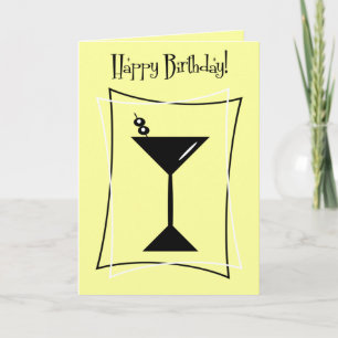 Carte Joyeux Martini Anniversaire En Jaune