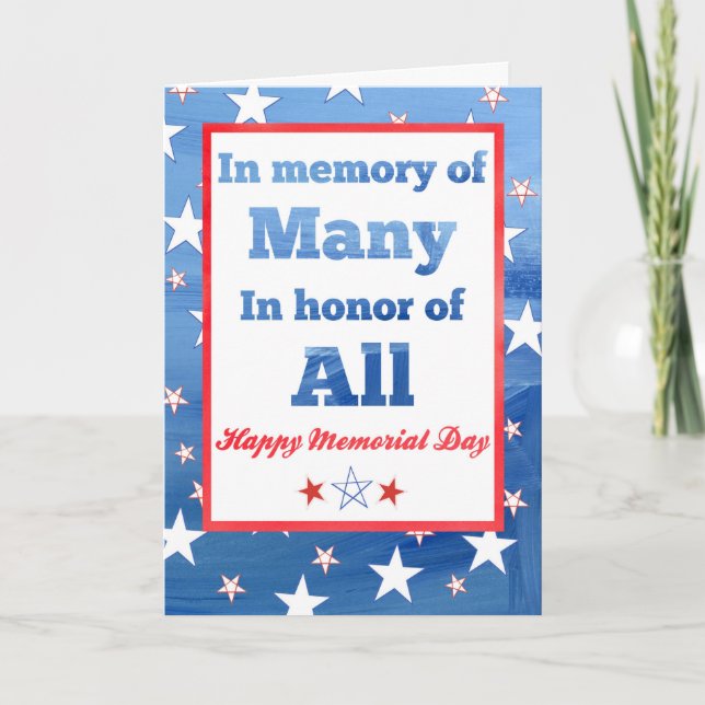 Carte Joyeux Memorial Day Red White Blue Stars (Devant)