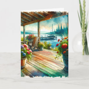 Carte Joyeux miel d'anniversaire   Jolie vue Lakehouse
