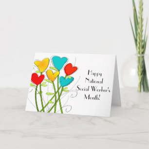 Carte Joyeux Mois des travailleurs sociaux Fleurs fantas