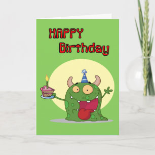 Carte Joyeux Monstre Vert Anniversaire