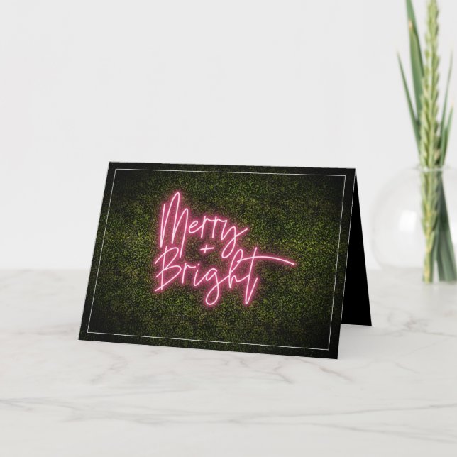 Carte Joyeux + néon clair Signet Bois Noël (Devant)