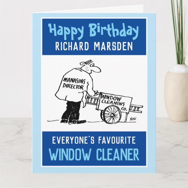 Carte Joyeux Nettoyeur de fenêtre d'anniversaire (Devant)