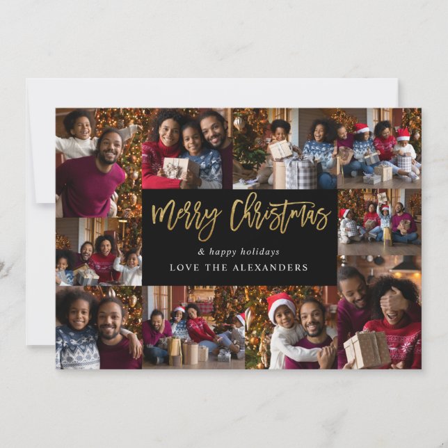 Carte Joyeux Noël 10 Multi Photo - Black Gold (Devant)
