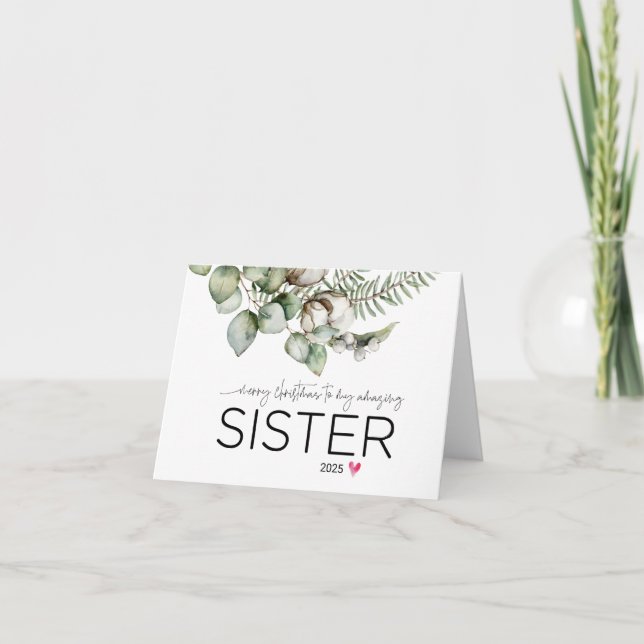 Carte Joyeux Noël à ma soeur mignonne Noël Woodland (Devant)