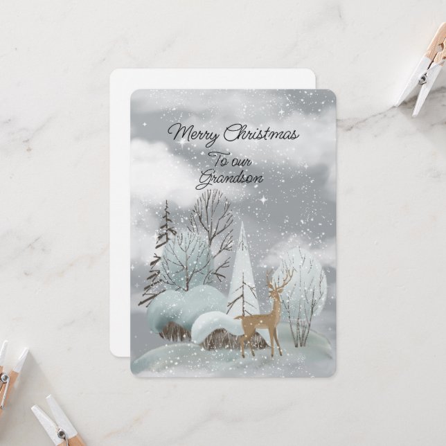 Carte Joyeux Noël À Notre Petit-Fils (Devant/Arrière en situation)