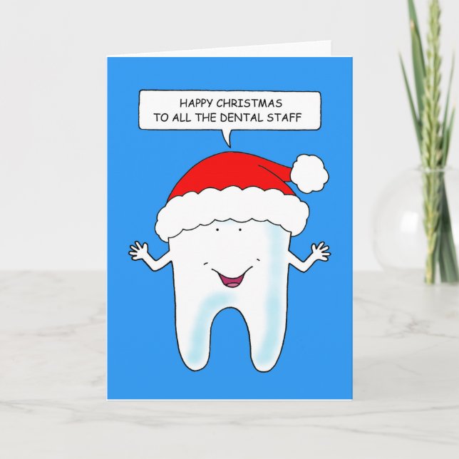 Carte Joyeux Noël à tous les Dental Staff Cartoon (Devant)