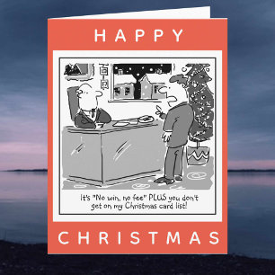 Carte Joyeux Noël à un avocat et client - Dessin animé d
