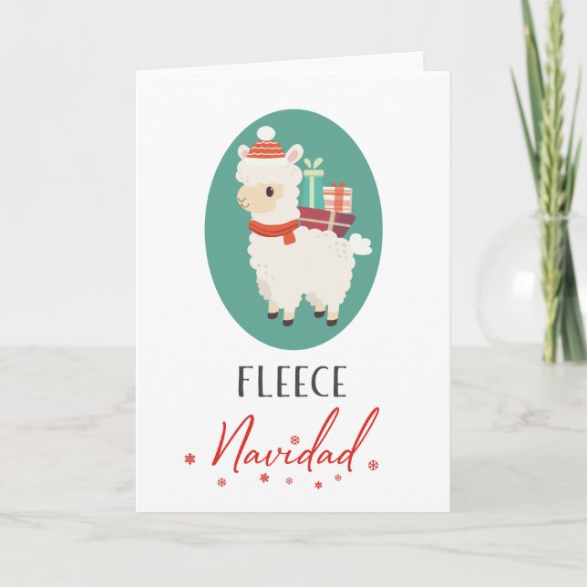 Carte Joyeux Noël Alpaga Lama Drôle de Jeu de Mots Noël (Devant)