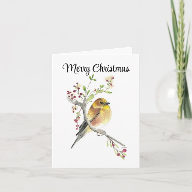 Carte Joyeux Noël American Goldfinch (Devant)