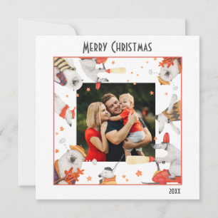 Carte Joyeux Noël aquarelle mignonne Ours Polaire Photo