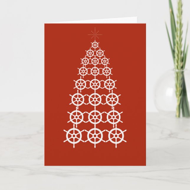 Carte Joyeux Noël - Arbre de Noël Ancre (Rouge) (Devant)