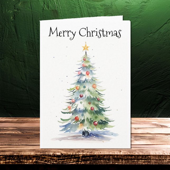 Carte Joyeux Noël Arbre famille aquarelle (Créateur téléchargé)