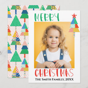Carte Joyeux Noël Arbres de Noël Patchwork Modernes