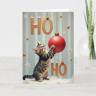 Carte Joyeux Noël au petit chaton mignon