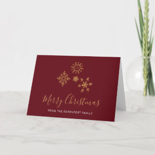 Carte Joyeux Noël aux flocons d'or décoratifs
