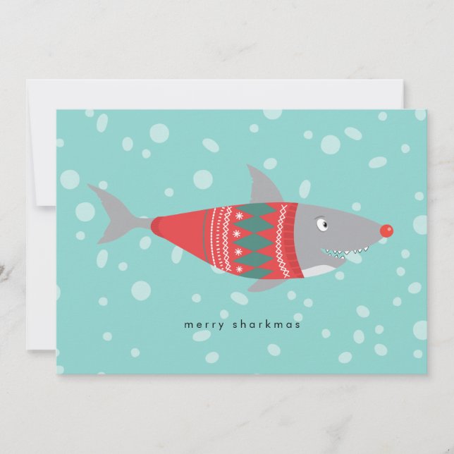 Carte Joyeux Noël aux Sharkmas de requin (Devant)
