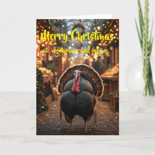 Carte Joyeux Noël aux végétariens et végans.