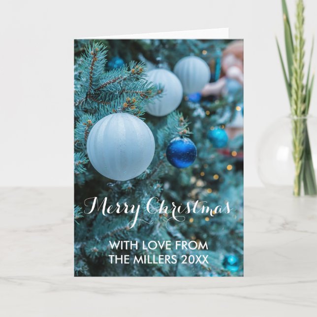 Carte Joyeux Noël Avec Amour Personnalisez Le Nom De Fam (Devant)