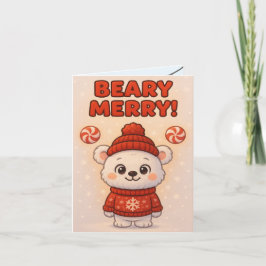 Carte Joyeux Noël avec un ours polaire mignon