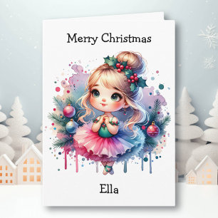 Carte Joyeux Noël Ballerina Coloring Page Girl's