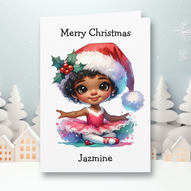 Carte Joyeux Noël Ballerina Coloring Page Girl's (Créateur téléchargé)