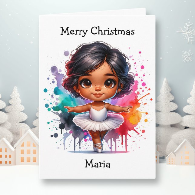 Carte Joyeux Noël Ballerina Coloring Page Girl's (Créateur téléchargé)