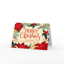 Joyeux Noël belle belle-fille fleurs et houx