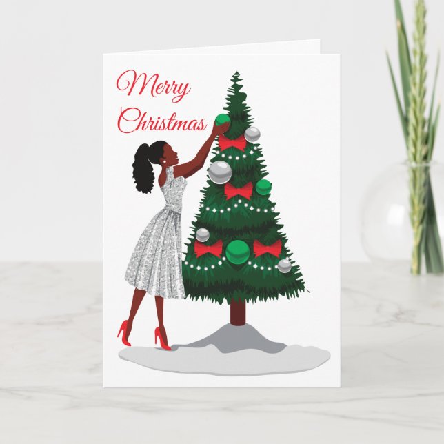 Carte Joyeux Noël Black African American Woman Card (Devant)