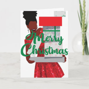 Carte Joyeux Noël Black African American Woman Card 