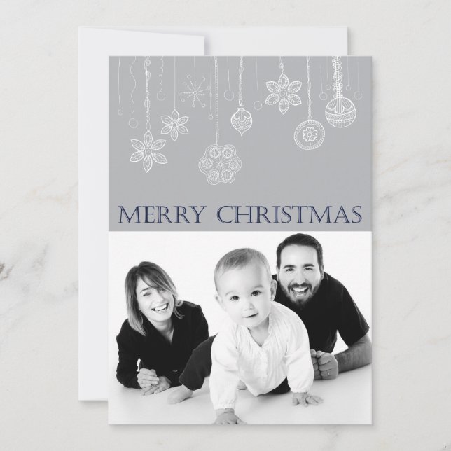 Carte Joyeux Noël bleu Famille Photo de vacances (Devant)