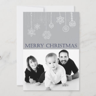 Carte Joyeux Noël bleu Famille Photo de vacances