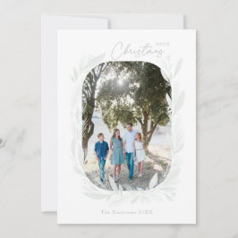 Carte Joyeux Noël Boho Aquarelle Wreath Frame Light