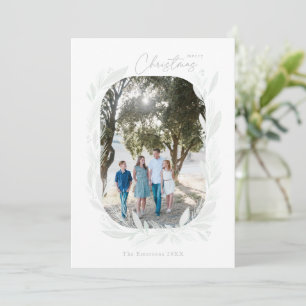 Carte Joyeux Noël Boho Aquarelle Wreath Frame Light