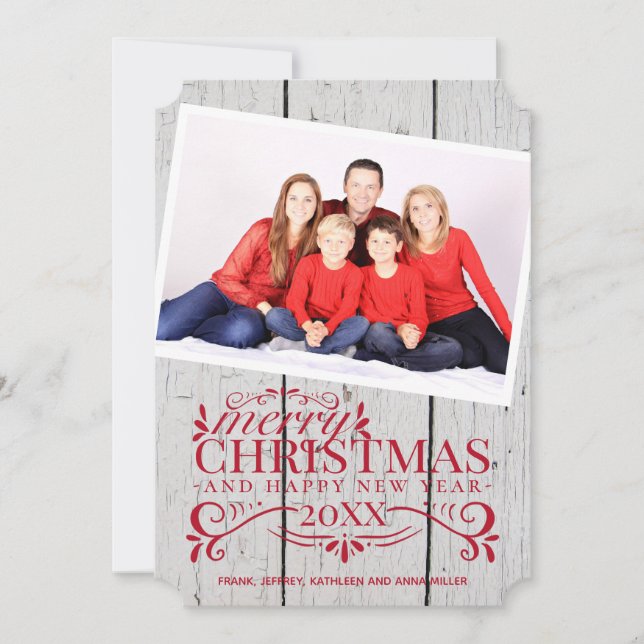Carte Joyeux Noël Bonne année Script Photo personnalisée (Devant)