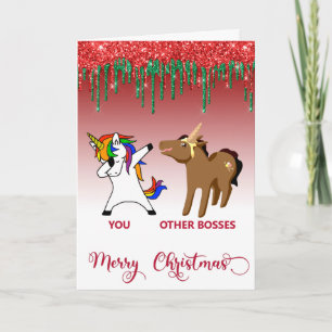 Carte Joyeux Noël Boss Unicorn Cheval Drôle