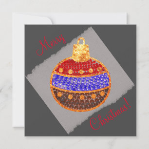 Carte Joyeux Noël - boule brillante à paillettes