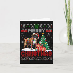 Carte Joyeux Noël Boxer Amoureux de les chiens Famille V