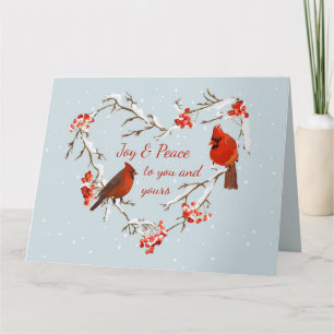 Carte Joyeux Noël Cardinal Red Bird Heart