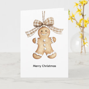 Carte Joyeux Noël chaleureux et mignon cookie en pain d'