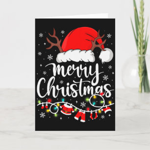 Carte Joyeux Noël Chapeau Rouge de Père Noël Renne Xmas