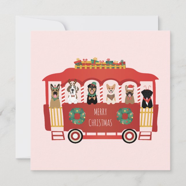 Carte Joyeux Noël Chiens de vacances Trolly (Devant)