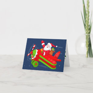 Carte Joyeux Noël d'avion volant Père Noël