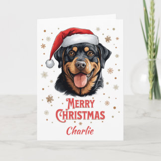 Carte Joyeux Noël de chien Rottweiler personnalisé